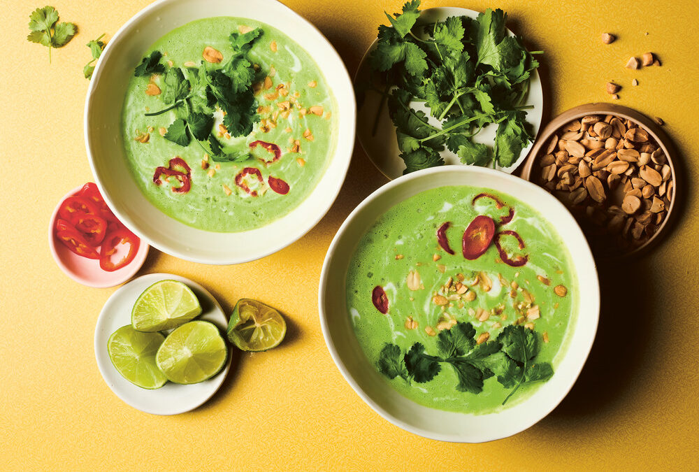Thai-spiced pea and coconut soup